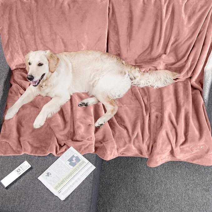 PETMAKER Dog Blanket, Pink, 80” x 100” | Reversible Sherpa Blanket - Throws for Bed, Couch, Crate, or Car - Machine Washable Puppy Essentials
