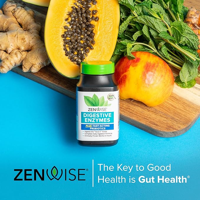 Zenwise Health Digestive Enzymes for Gut Health & Bloating Relief - Multi Enzymes Digestion Supplement with Probiotics, Bromelain & Papaya for Digestive Health Support - Men & Women - 45 Count