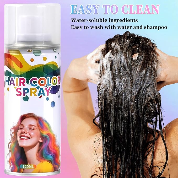 2 Pack Purple Hair spray,Hair spray temporary for Women Kids Men, Washable Temporary Hair Dye Spray，Spray hair color Non-Sticky，For Christmas Party, Halloween Crazy Hair Day,Cosplay Party
