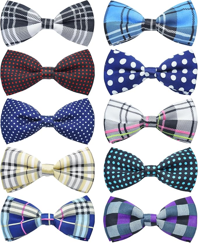 PET SHOW 10 Pack Dot Dog Bowties for Large Dogs Slide on Collar