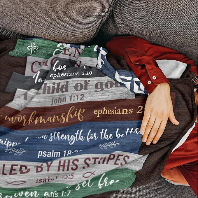 Christian Gifts for Men, Christian Gift Blanket 60"x50", Religious Gifts for Men, Bible Gifts, Catholic Gifts, Spiritual Inspirational Baptism Gifts, Encouragement Birthday Gift for Man of God