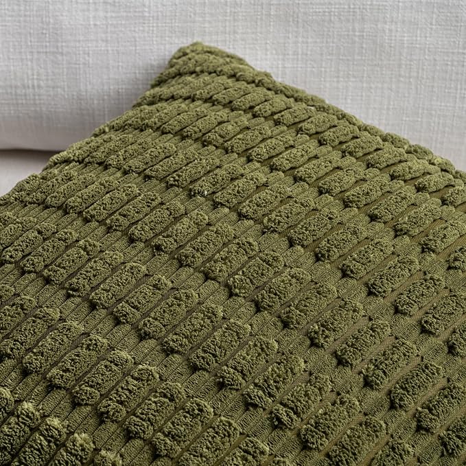 Fancy Homi Decorative Throw Pillow Covers for Bed Couch Bedroom Bench, Soft Corduroy Solid Pillow Case, Rustic Farmhouse Boho Room Decor,54" x 20" (Pack of 1),Moss Green