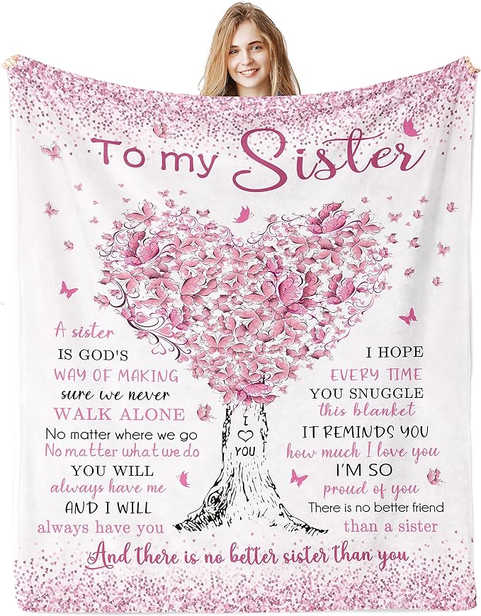 Sister Birthday Gifts, Sisters Gifts from Sis, Gift for Sister Birthday Blanket 40"x 50", Best Big Sisters Birthday Graduation Ever Gift Ideas for Women