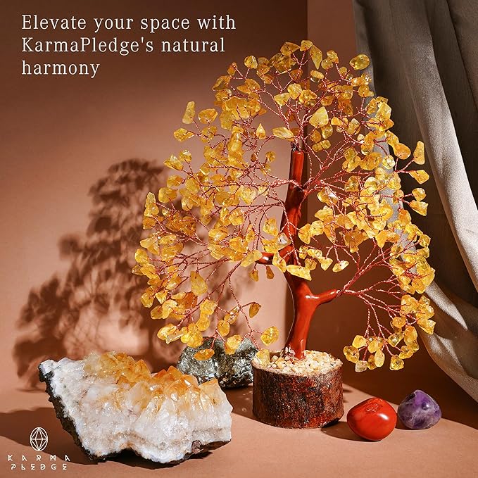 Crystal Tree of Life Birthday Gifts for Women, Men, Friends, Handmade Home Decor, Office, Room Decoration, Citrin Healing Crystal Chakra Tree for Money, Positivity, Good Luck Gifts for Her, Mom & Dad