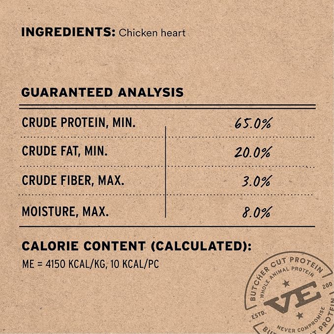 Vital Essentials Freeze Dried Raw Chicken Hearts Dog Treats, 1.9 oz Bag | Single Ingredient, Premium Quality Protein, Grain-Free, USA Made with U.S. & Globally Sourced Ingredients