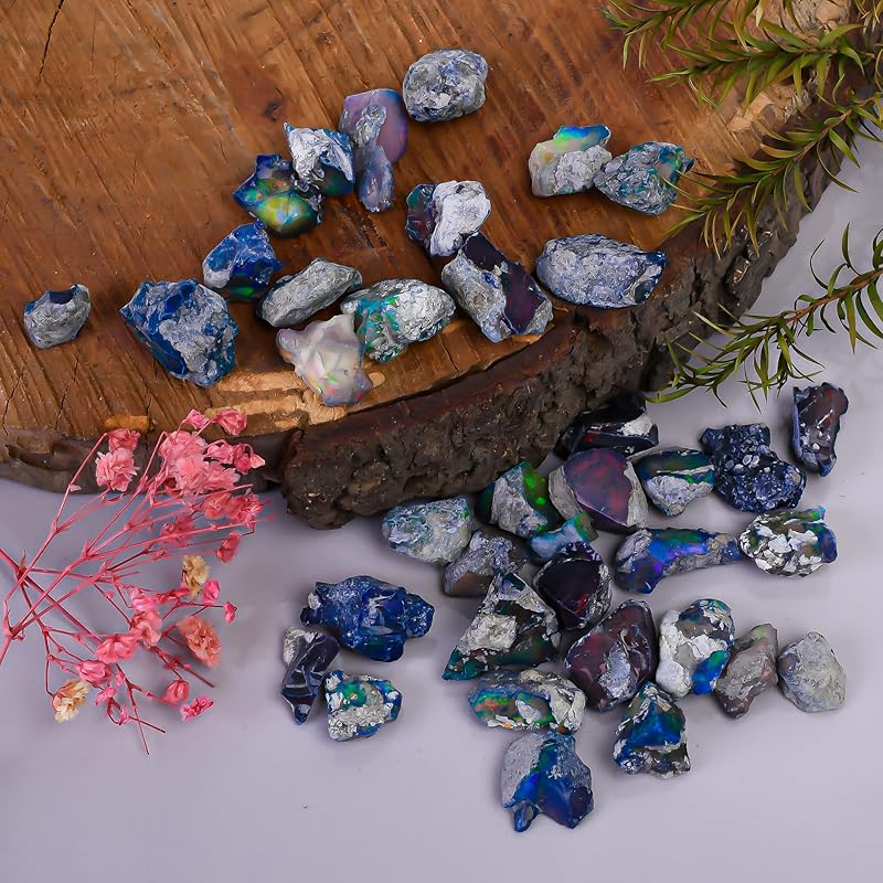 50 carats Raw Black Opal Gemstone and Crystals, Wholesale Gemstone Lot, Rough Crystals, Rock Stones, Jewelry Making Supplies, DIY & Crafts, A+ Grade