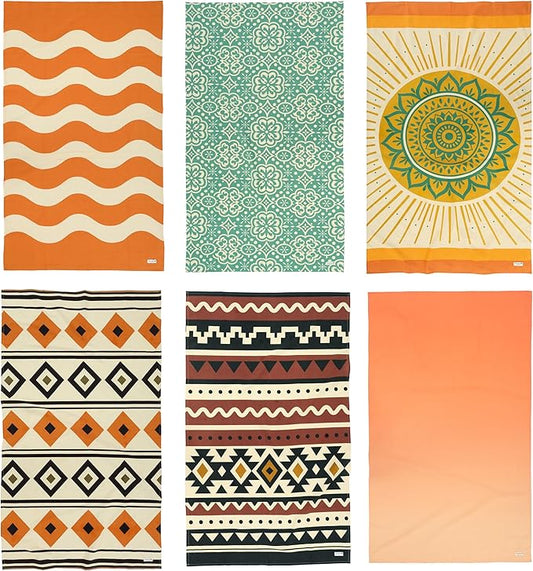 LANE LINEN Beach Towels 6 Pack, Bulk Beach Towels Oversized, Pool Towels for Adults, Pre-Washed, Sand Free Beach Towel, Fast Drying Beach Towel, 39"x71" - Modern Boho