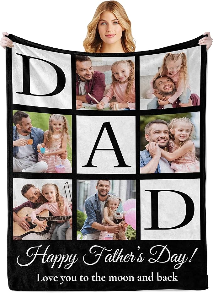 Personalized Fathers Day Birthday Gifts for Husband Dad, Custom Blanket | Dad Christmas Unique Gifts from Daughter Son Wife, Fathers Day Blanket Gifts, Personalized Gifts for Men, Husband, Grandpa