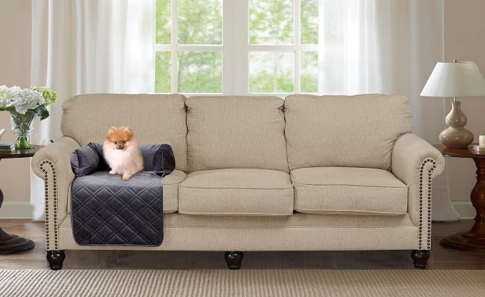 Brilliant Sunshine Grey Velvet Dog Sofa Slipcover, Small | Calming Pet Couch Bed with Removable & Washable Cover, Funiture Protector & Bed Mat for Dogs, Pets, Cats, 18"×32"×8"