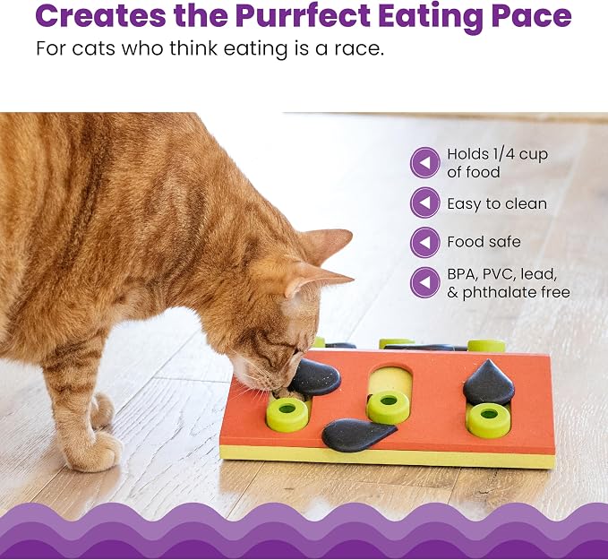 Catstages Nina Ottosson Melon Madness Puzzle & Play Cat Toy, 10.6" | Level 2 Intermediate, 12 Hidden Treat Cups, Problem Solving, Interactive Enrichment, Slow Feeder, Indoor Cats & Kittens