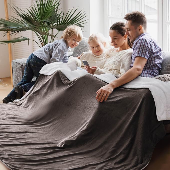 Bedsure GentleSoft Sherpa Fleece Cal King Blankets for Bed, Non-Heated, Thick and Warm Oversized Throw for Women and Men, Soft Fuzzy Plush Large Blanket for Winter, Brown, 112x98 Inches
