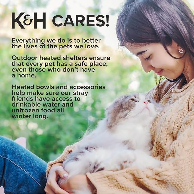K&H Heated Cat House, Outdoor Kitty Shelter, Safety Listed, 20W, Camo | Heated Cat House for Outside, Weatherproof Shelter for Ferals, Insulated with Smart Thermostat, 2 Doors, Waterproof Bed