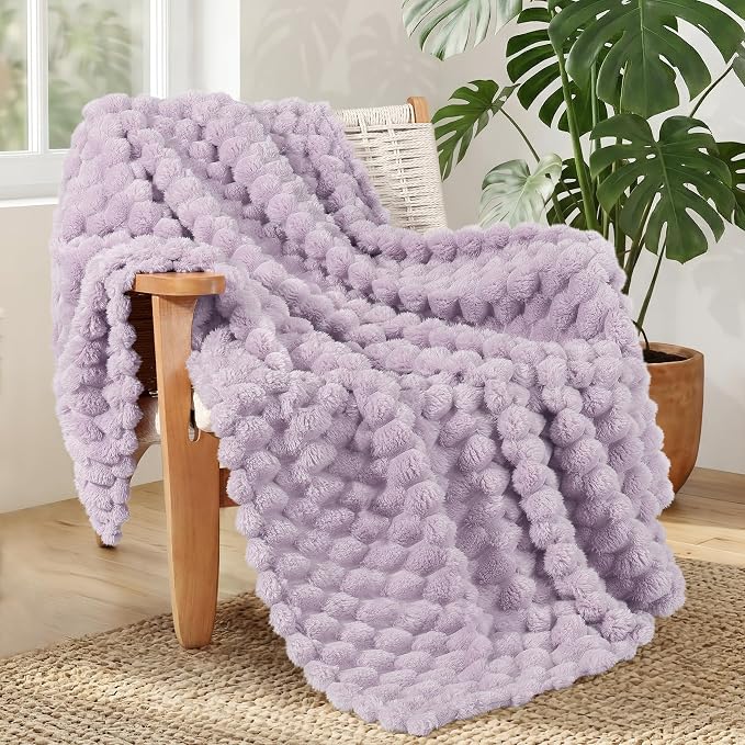 Whale Flotilla Soft Fleece Throw Blanket for Couch & Bed 3D Jacquard, Lilac | Super Cozy Lightweight Plush Fluffy Throw, Luxury Decorative All‑Season Couch Cover Blanket for Sofa & Office Chair, 50"x60"