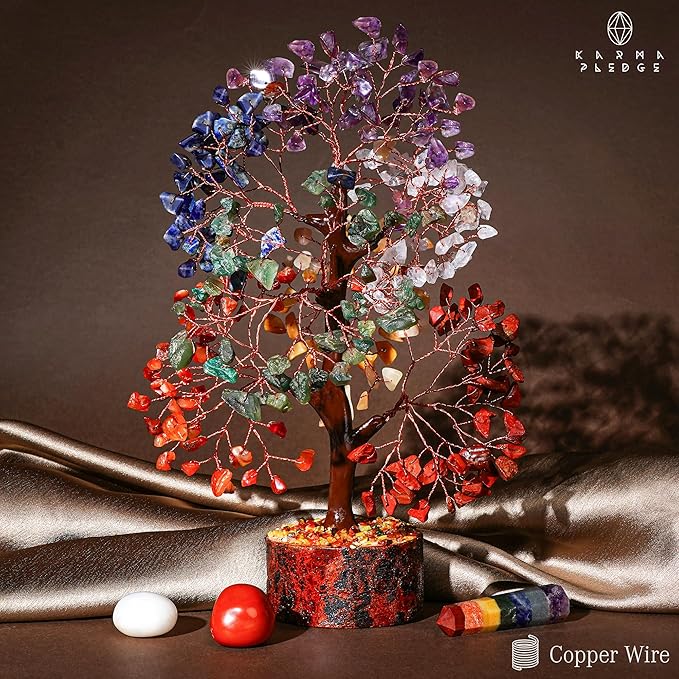 7 Chakra Tree of Life for Manifestation Unique Birthday Gifts for Women, Men, Friends, Handmade Home Decor Healing Crystal Tree for Money, Good Luck, Anniversary Gifts for Her, Mom & Dad