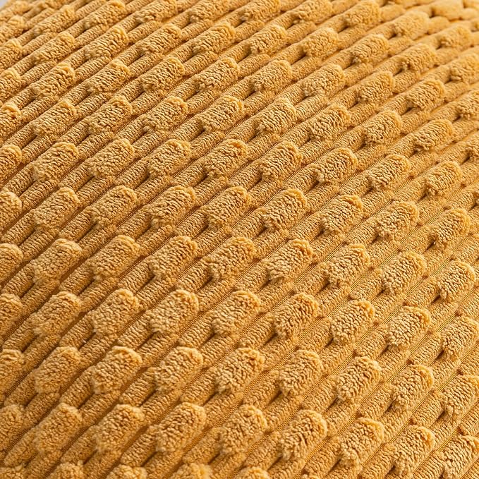 Set of 4 Mustard Yellow Decorative Throw Pillow Covers 20x20 Inch Corduroy Pillow Covers for Bed Couch Sofa Living Room Soft Square Cushion Cases
