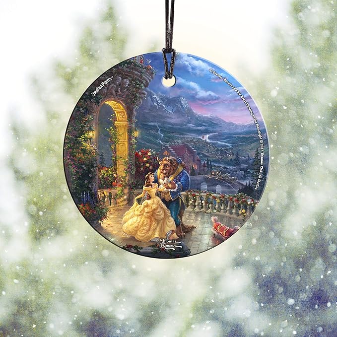 Disney Beauty and The Beast Dancing in The Moonlight 3.5” Starfire Prints Hanging Glass Print Accessory SPCIR736