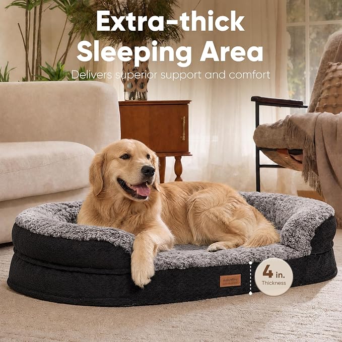 FUKUMARU X-Large Thickened Dog Couch Bed, Orthopedic, Waterproof & Washable | Heavy Duty Dog Sofa with 4" Extra-Thick Egg-Crate Foam, Relieves Joint Pressure, Fully Removable, Fits Extra-Large Dogs