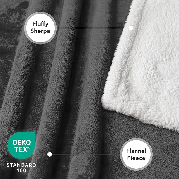 PetAmi Waterproof Dog Blanket for Large Dog Cat Pet, 60x80, Charcoal | 460 GSM Sherpa Fleece Reversible, Pee Proof, Furniture Protector Cover for Couch Sofa Bed Kennel, Washable, Extra Large