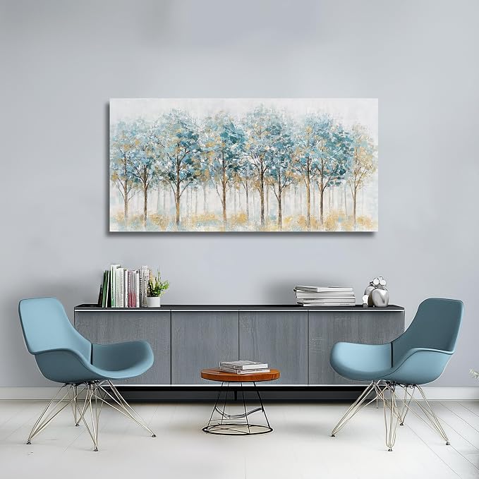 Belmrxne Tree Wall Art Blue and Black Wall Decor Trendy Canvas Painting Designer Artwork for Living Room Bedroom Dining Room Office Home Decor 24x48 inch