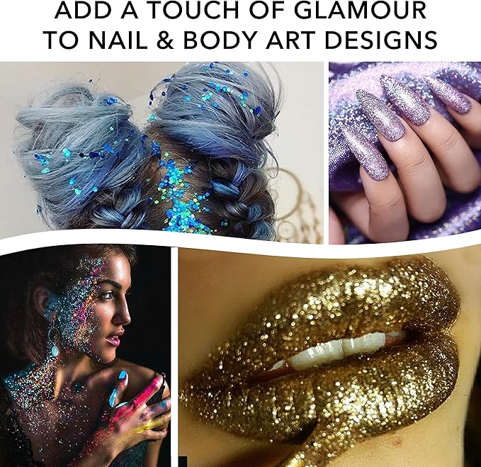 Nail Glitter - Sky Blue Glitter in Jar - 4 Oz Christmas Glitter for Crafts - Chunky Glitter for Slime - Face Glitter - Candle Glitter - Body Glitter