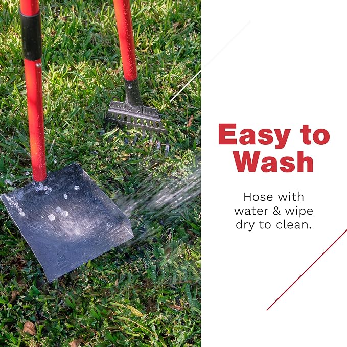 Pooper Scooper for Dogs with Long Handle Rake & Tray, Heavy Duty | Pawler Rustproof Aluminum Poop Scooper Set with 36+" Handles for Yard, Grass, Dirt & Gravel