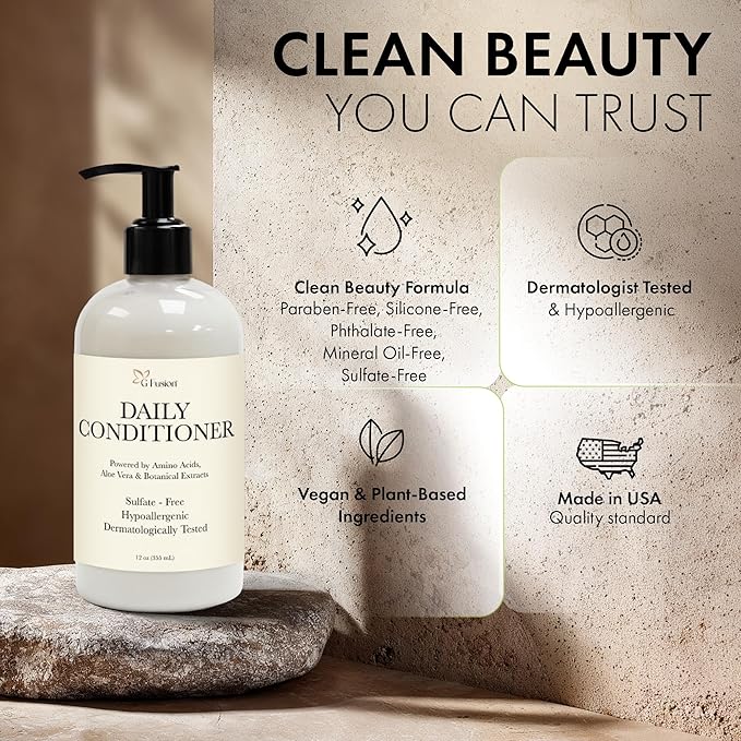 All Natural Daily Conditioner – Sulfate-Free Moisturizing Hair Conditioner with Amino Acids, Aloe Vera & Botanical Extracts – Lightweight Clean Beauty Formula for Smooth, Healthy Hair