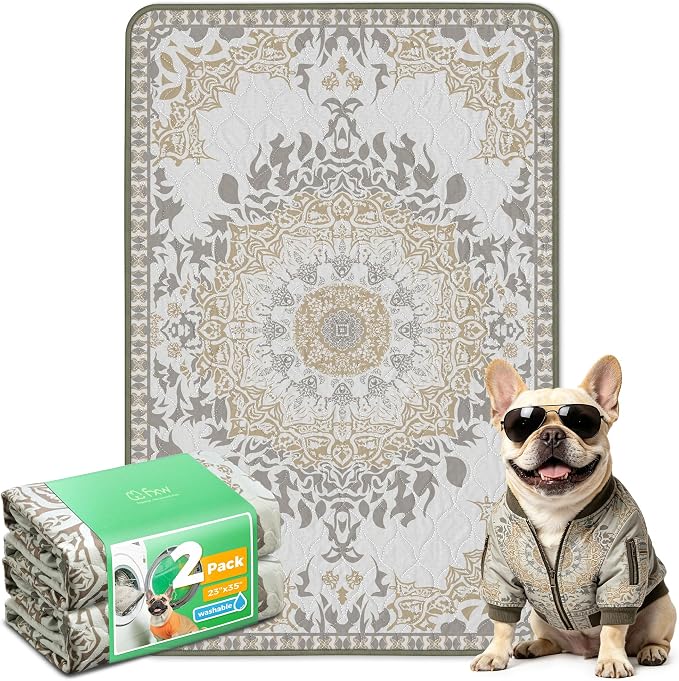 FXW Washable Pee Pads for Dogs, Super Absorbent, 23" x 35", 2 Packs | Machine washable, Non-slip backing