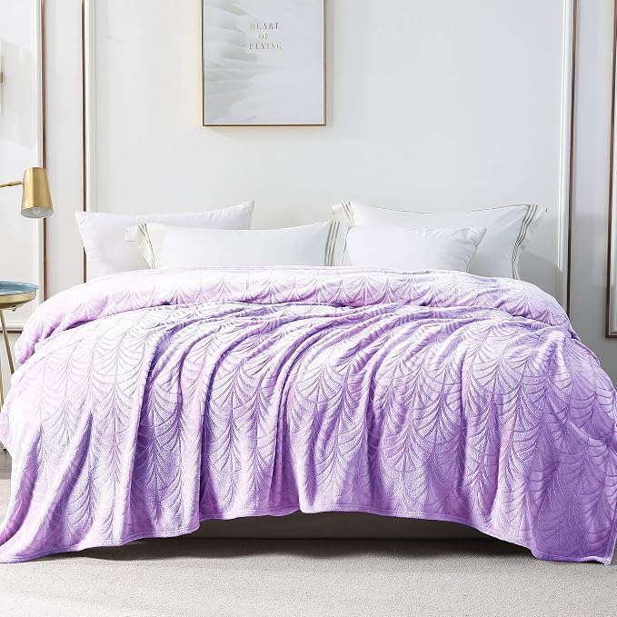 Whale Flotilla Soft Flannel Fleece Twin XL Size Blanket for Bed, Lilac | 90"x66" Cozy Lightweight Breathable Coverlet, Plush Fluffy Bedspread, Vintage Pattern Decorative Blanket for Dorm, All Season