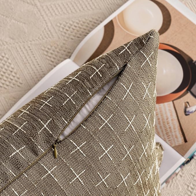 MIULEE Pack of 2 Decorative Burlap Linen Euro Spring Throw Pillow Covers for Sofa Couch Bed Farmhouse Pillowcases Modern Rustic Woven Textured Cushion Cover Taupe