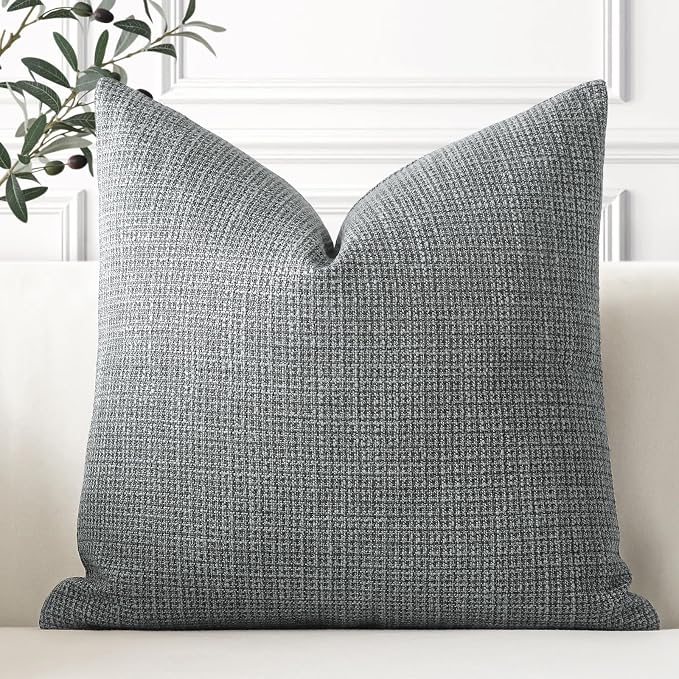 OTOSTAR Linen Throw Pillow Cover Set of 1 Decorative Square Pillowcases Cushion Covers 24x24 Inch for Home Decor Sofa Bedroom Car 60 x 60CM Dark Grey