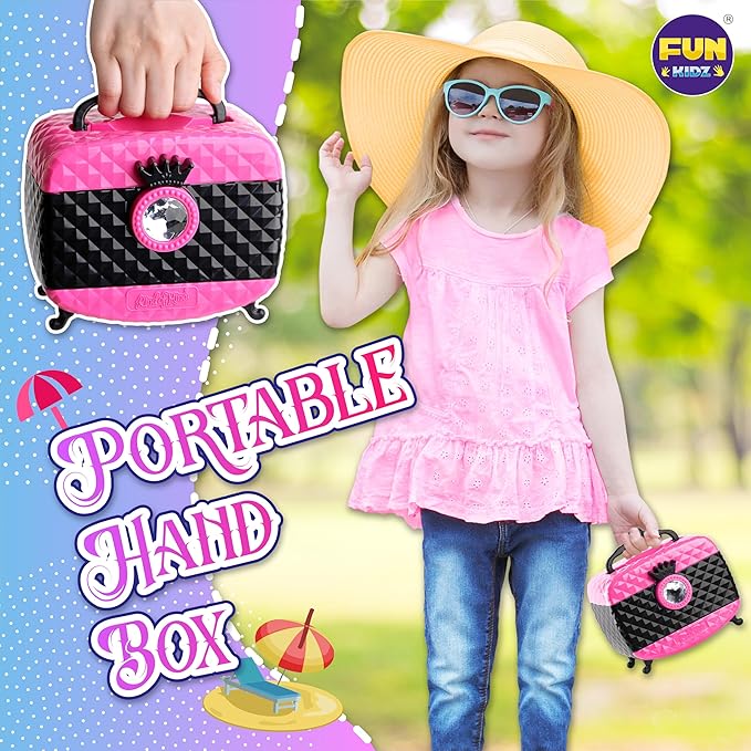60Pcs Kid Makeup Kit for Girls 6-12, FunKidz Three Layers Folding Make Up Box Toy Set Child Beauty Cosmetic Kits for Little Girls Party Gifts