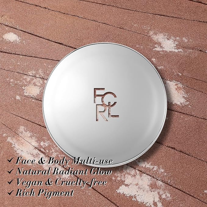 FOCALLURE Shimmer Face Highlighter Makeup Powder, Gel to Powder Glow Finish, Leaving a Lightweight & Healthy Radiance, Long Lasting Luminous Face Body Highlighter Makeup,BR02 Launch Adrift