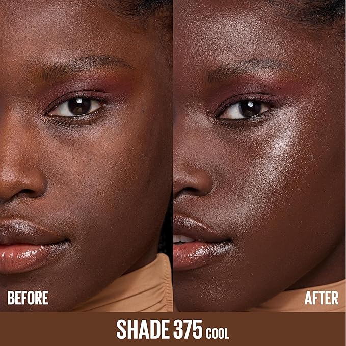 Maybelline Lifter Plump & Glow Foundation, Liquid Foundation with 2% Niacinamide + Hyaluronic Acid, Plumping and Brightening Face Makeup, 375, 1 Count