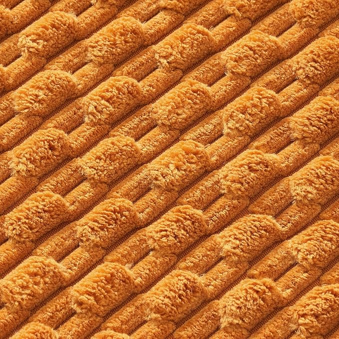 MIULEE Decorative Throw Pillow Covers 16x16 Fall Burnt Textured Corduroy | Orange Pack of 2 Striped Pillow Covers Modern Farmhouse Autumn Home Decor for Couch Bed Sofa Living Room