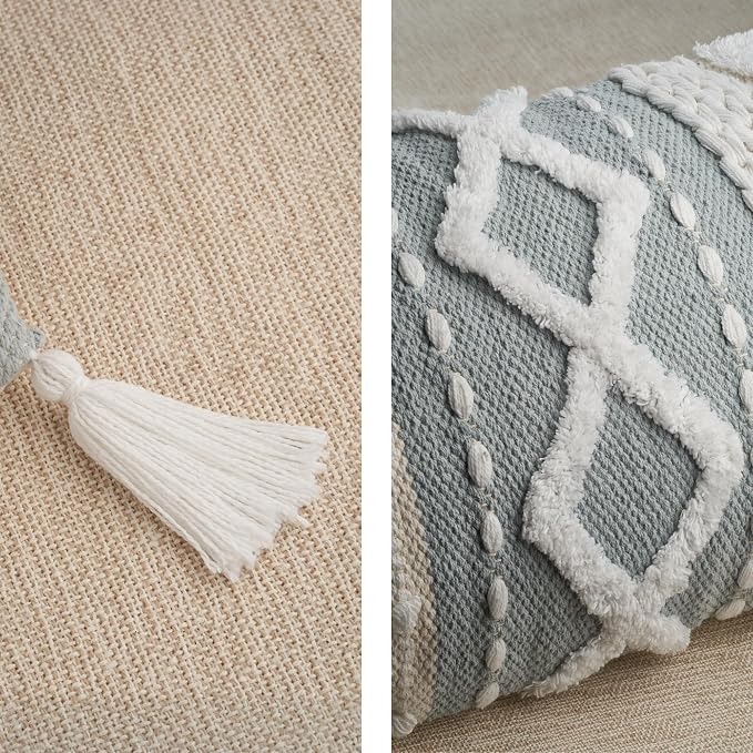 Decorative Boho Lumbar Pillow Cover 14x36 - Soft Textured Throw Pillow | Beautiful Accent Piece for Bed, Couch Decor or as Body Cushion - A Stylish Addition to Your Bedroom