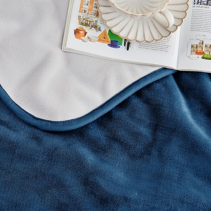 Waterproof Blanket Bed Cover 60"x80" for Adults or Pets, Navy Blue | Soft Pet Blanket for Dogs Cats, Reversible Leakproof Blanket for Bed Couch Sofa, Furniture Protector