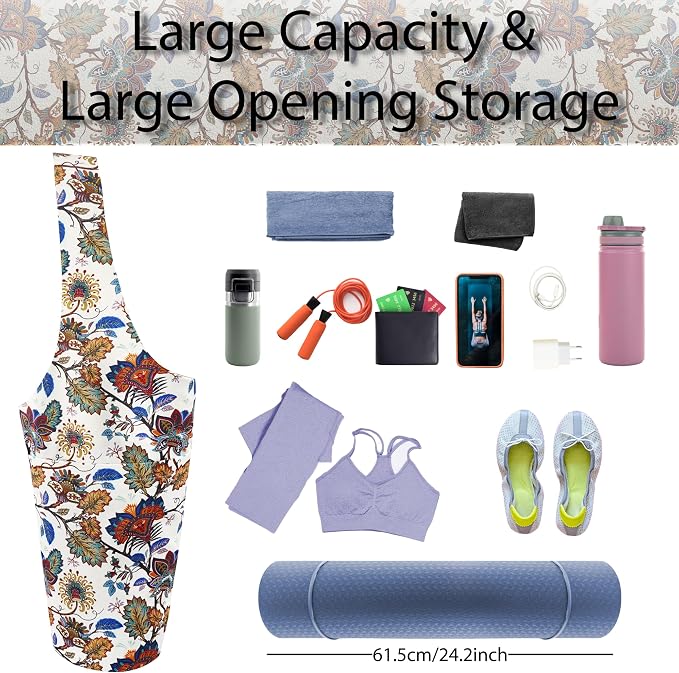 Yoga Mat Bag Yoga Tote Bag with Large Pocket and Zipper Pocket Yoga Mat Bag Carrier Fit Most Size Mats and All You Stuff