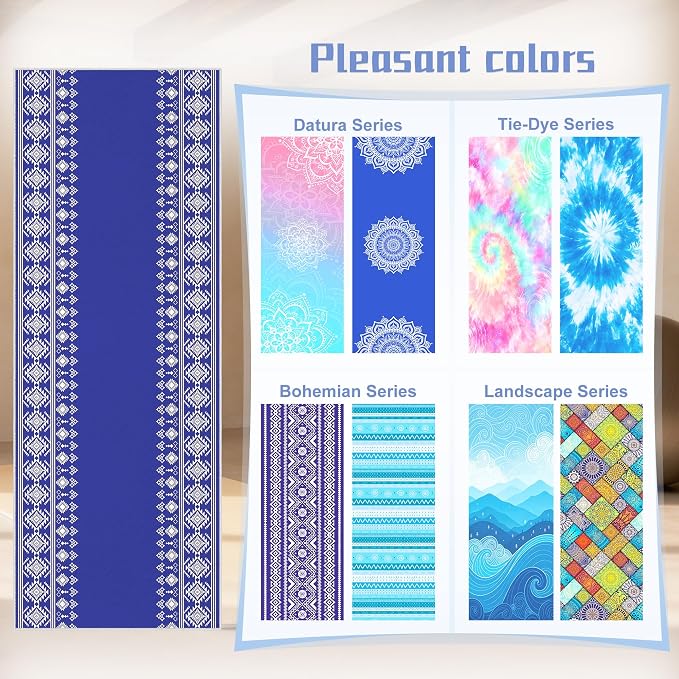 Yoga Towel,Absorbent Yoga Mat Towel for Hot Yoga Non Slip,Stylish Prints,Ideal for Workouts,Hot Yoga,Bikram,Pilates Equipment,72 x 27 in,Rhombus Geometry
