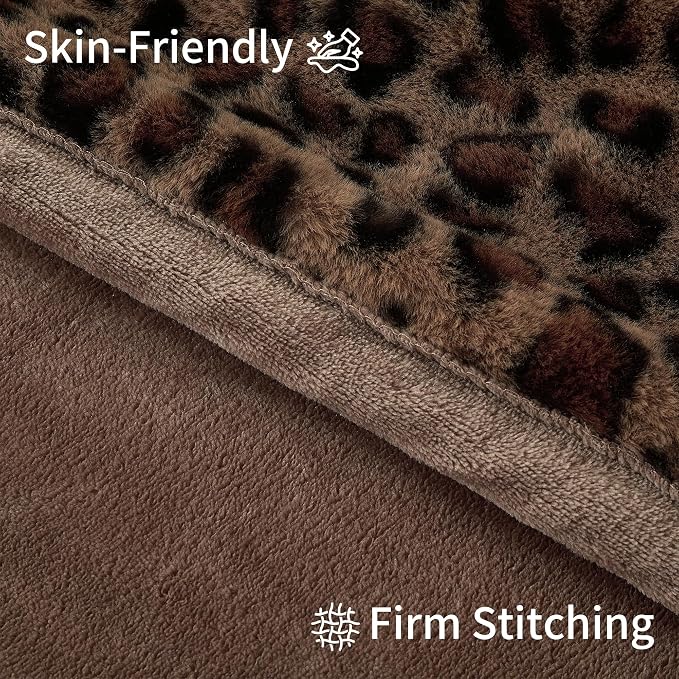 Luxury Leopard Print Faux Fur Cheetah Throw Blanket Reversible Soft Thick | Rabbit Fur Flannel Fleece Warm Fuzzy Plush Blankets for Couch Bed Sofa Cozy Gift for Women Throw 50x60 inches
