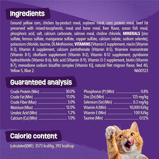 Purina Friskies Cat Food Surfin and Turfin Favorites Flavors of Chicken, Whitefish, Salmon and Filet Mignon - (Pack of 4) 3.15 lb. Bags