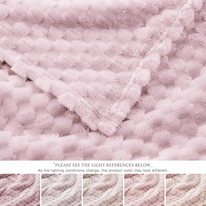 EXQ Home Gentle Soft Fleece Throw Blanket – Cozy Lightweight 3D Imitation Turtle Shell Jacquard Blanket for Couch Bed – All-Season Warm Fuzzy Flannel Blanket for Women Mom Gift(60"x80",Purplish Pink)