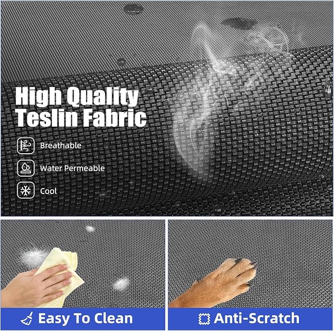 Simple Trending Elevated Dog Bed for Large Dogs, Waterproof Raised Dog Cot | Washable Mesh, Cooling Breathable Pet Bed for Outdoor, Portable Pet Cots, Anti-Slip Feet, Easy to Clean, 42" x 31", Black
