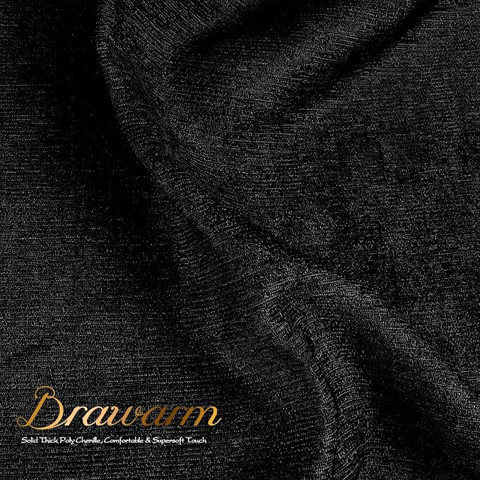 BRAWARM Chenille Throw Pillow Covers 18x18 Inches, Black, 2 Pack | Decorative Pillow Covers with Shell Edge, Soft Cushion Cases for Sofa Bed Living Room Home Farmhouse (No Insert)