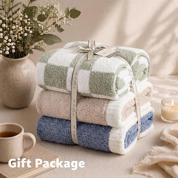 Soft Twin Blanket for Bed-Cozy Warm Reversible Knitted Blankets | Lightweight Fluffy Decor for Women, Mom, Her & Girls, Sofa, Chair, Couch, 60x80in, Cationic Dyeing Taupe