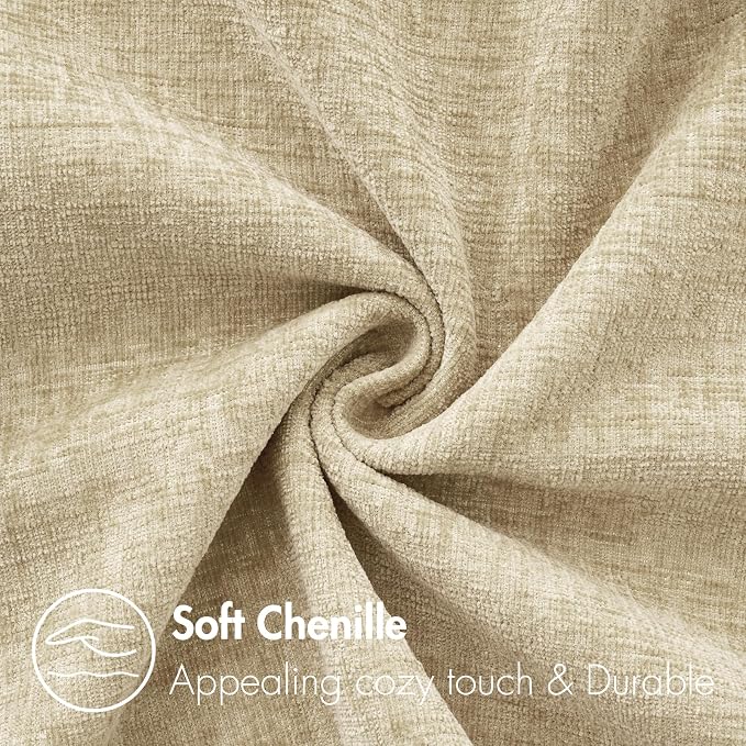 MIULEE Soft Chenille Throw Pillow Covers Beige 20x20 Inch Pack of 2 | Modern Home Decor, Classic Decorative Pillows, Solid Dyed Cases, Boho Couch Cushion Covers for Sofa Bed Living Room