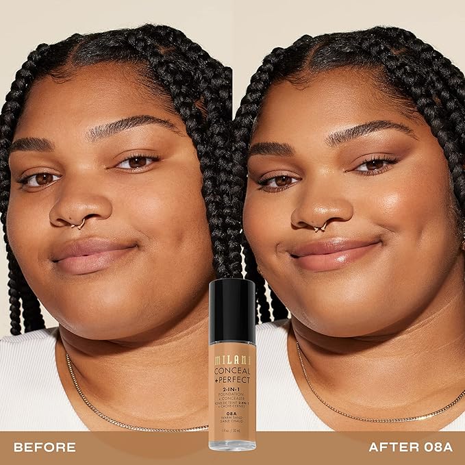 Milani Conceal + Perfect Liquid Foundation - Warm Sand (1 Fl. Oz.), Cruelty-Free, Water-Resistant, Full Coverage, Long-Lasting, 45 Shades