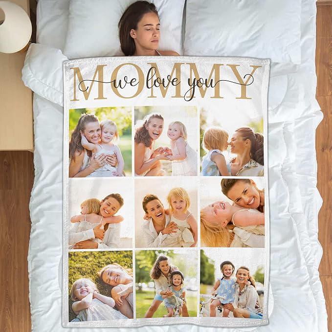 Custom Gifts for Mom from Daughter, Customized Blankets with Photos | Using My Own Photos Custom Memorial Gifts for Mother's Day Christmas Birthday, Dad, Friends, Couples, I Love You Mom