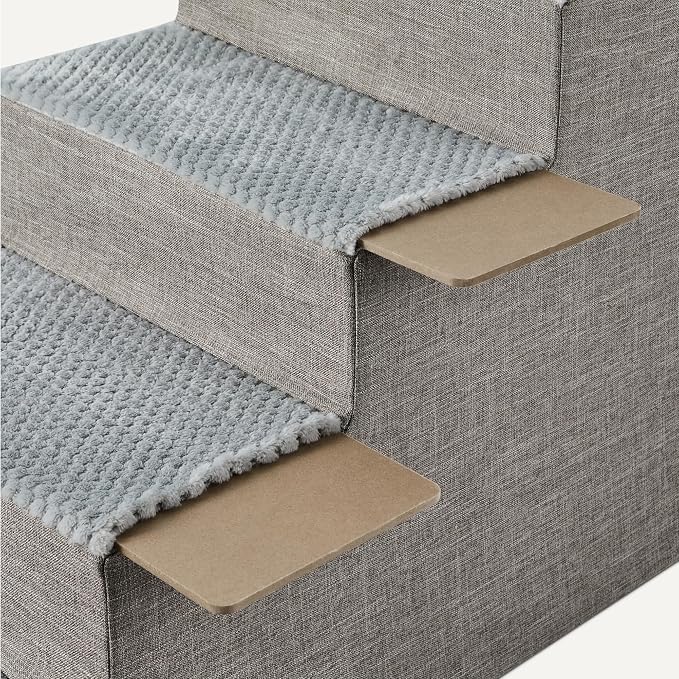 Amazon Basics Dog Steps, 18.7" H, 4-Step Pet Stairs for High Bed Couch and Sofa, Non-Slip Bottom, for Indoor Dogs and Cats, Grey