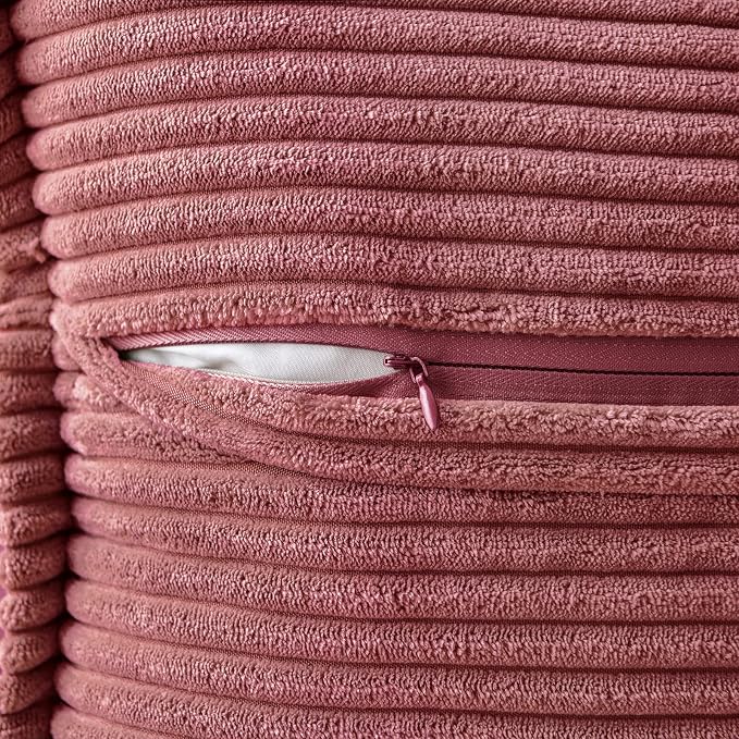 MIULEE Decorative Throw Pillow Covers for Couch 20x20 Inch Cranberry Red | Boho Broadside Striped Patchwork Pillow Covers, Soft Corduroy Cushion Cases, For Sofa Bed Livingroom Home Decor
