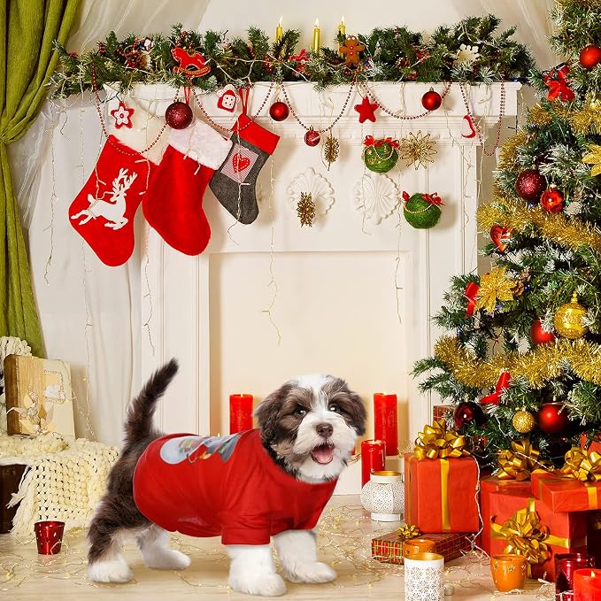 5 Pack Christmas Dog Shirts Christmas Santa Pet Clothes, M Fits 5-8 Lbs | Soft Fabric Xmas Snowman Costume, Winter Puppy Outfit for Dogs Cats Pet, Festive Holiday Party Apparel, Cozy Christmas Shirts